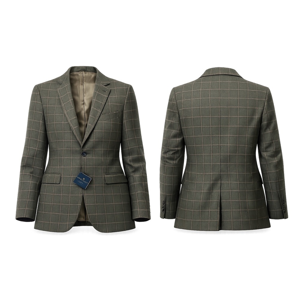 Brooks Brothers Sport Coat Mens 48R Olive Explorer Regent Fit Windowpane Blazer